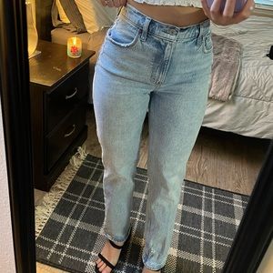 High Waisted Light Wash Straight Leg Jeans